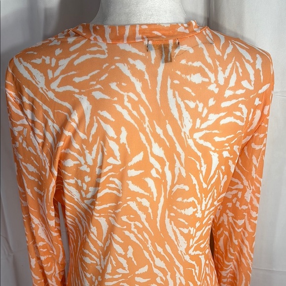 AFRM Mesh Sheer Orange Print Midi Dress 1X - Picture 8 of 10
